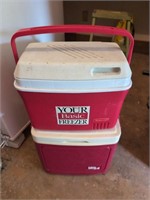 2 smaller coolers