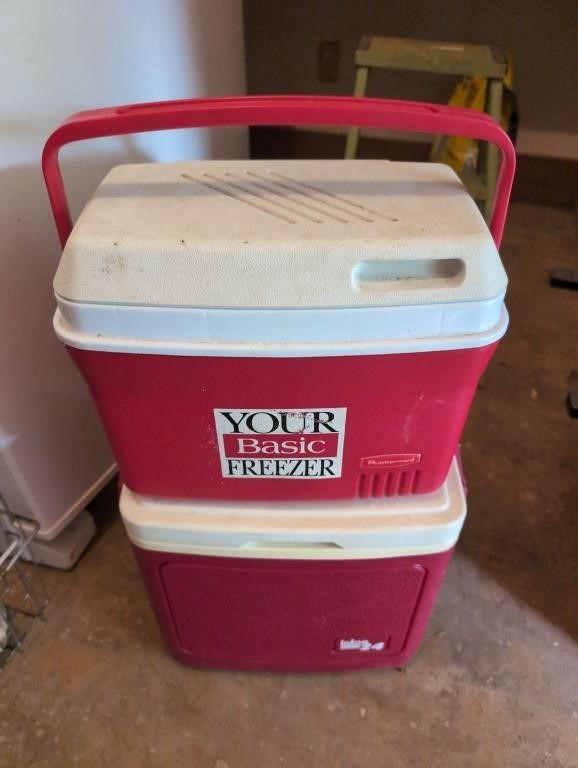 2 smaller coolers