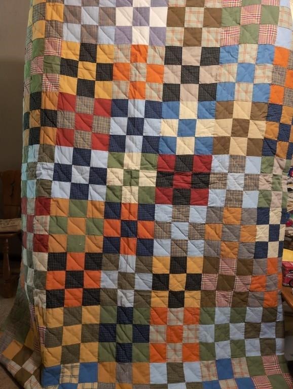 9 patch quilt hand stitched