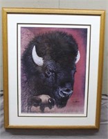 Don Marco Signed Buffalo Print, Approx 23"x28"