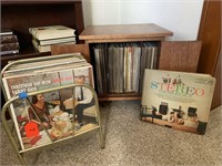 Assortment of Vinyl Records & Cabinet