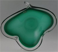 MURANO GLASS SALVIATI SOMMERSO EMERALD BOWL 10.5"