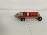 Cast iron toy race car 7 1/2 in long