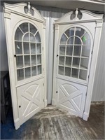 2 White Corner Cabinets