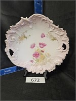 12" Pink and White Floral plate (j.m.)