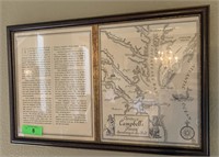 FRAMED MAP OF THE CHESAPEAKE BAY AREA
