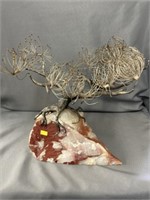 Plated Metal Tree Sculpture on Quartz
