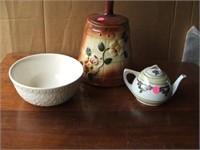 Tea Pot, Cookie Jar, Bowl