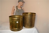 2 Large Brass Planters / Pots/ Cans