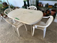 Hard Plastic White Patio Table and Chairs