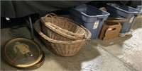 Large Wicker Baskets, Beveled Framed Photos.