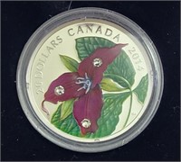 2014 $20 Trillium Flower w Crystals UNC Silver