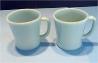 Pair of Fire King robins egg blue coffee cups