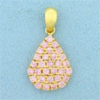 1.5ct TW Morganite Teardrop Pendant in 18K Yellow