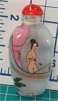 Reverse painted Chinese glass snuff nudie bottle