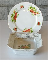 Vintage Strawberry Plate with Basket