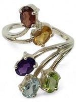 Sterling Silver Garnet/Citrine/Amethyst/Lt. Blue