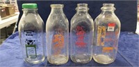 (4) Glass Milk Bottles (Smiling Hill Farm, Walter