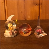 (3) Miniature Encased / Globe Figurines