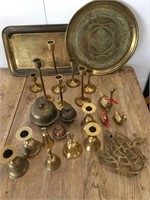Assortment of brass including 10 brass bells, two