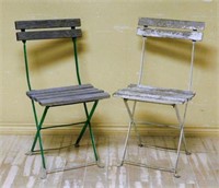 Folding Iron and Wood Garden Chairs.