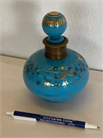 Vintage Heavy Blue Glass Perfume Decanter
