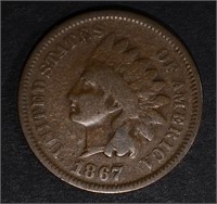 1867/7 INDIAN HEAD CENT  VG