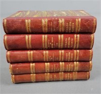 Lot Of 5 Leather Bound Antique Waverly Novels