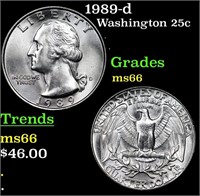 1989-d Washington Quarter 25c Grades GEM+ Unc