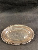 Vintage Silver Elecoplate Floral Candy Dish 8"Lx5"