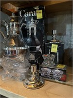 Caraf, Silver Plated Candle Holders and Glass