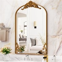 Suidia Arched Wall Mirror, Vintage Carved Frame M