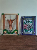 2 Stainglass flower artwork.