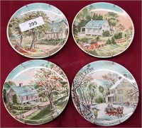 6" Currier & Ives 4 Season Plate Set w/Hangers