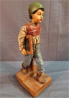 15" Ceramic Figure of Boy Walking to School