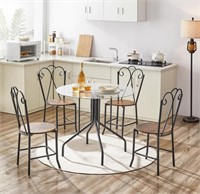 5-Piece Glass Dining Table Set. Round Dining