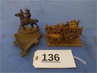 Indian Chief Ashtray, Ox Cart Figurine