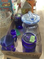 Cobalt blue sealed canisters
Mug and cracker jar