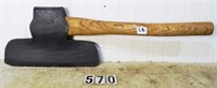 Unsigned, 12” left-hand side broad axe w/ modern