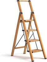 Woodengrain 4 Step Ladder W/Wide Pedal