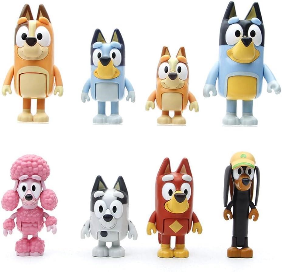 8 PCS Wolfs-Bluey Figures Toys Playset