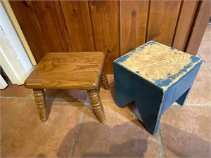 Two small vintage step stools