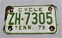 White 1975 TN motorcycle plate