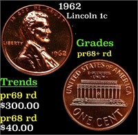 Proof 1962 Lincoln Cent 1c Grades Gem++ Proof Red