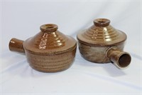Pair of Stoneware Pottery Soup Bowls
