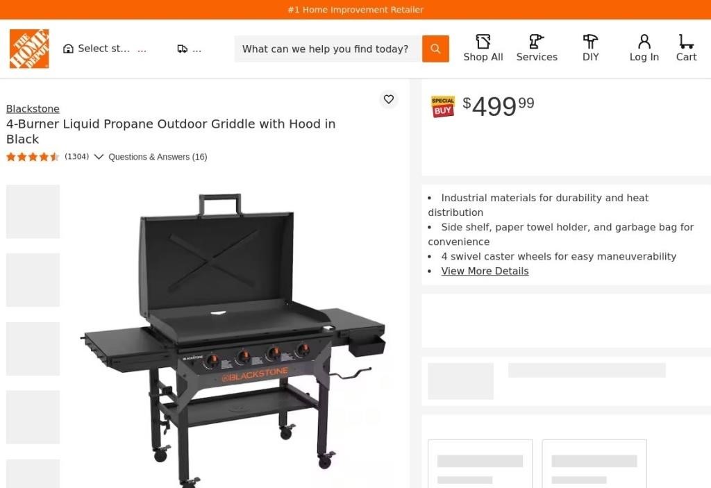 E4169  Blackstone 36" Propane Griddle Grill 2310