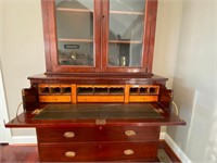 c. 1880 Mahogany Secretary Desk W/Bookcase Top