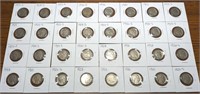 32 vintage Buffalo nickel coins in holders