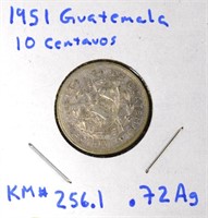 1951 72% Silver 10 Centavos Coin