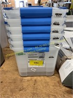 6 clear storage bins